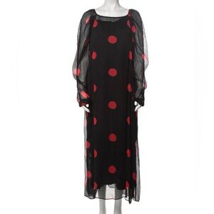 Mara Hoffman Elegant Black and Red Polka Dot Dress